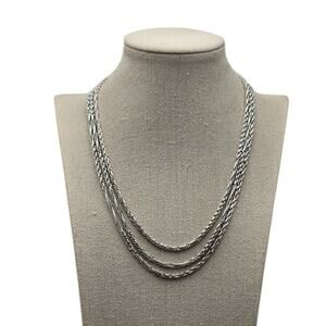 1928 Silver-Tone Triple Strand Textured Chain Necklace – Vintage Luxe